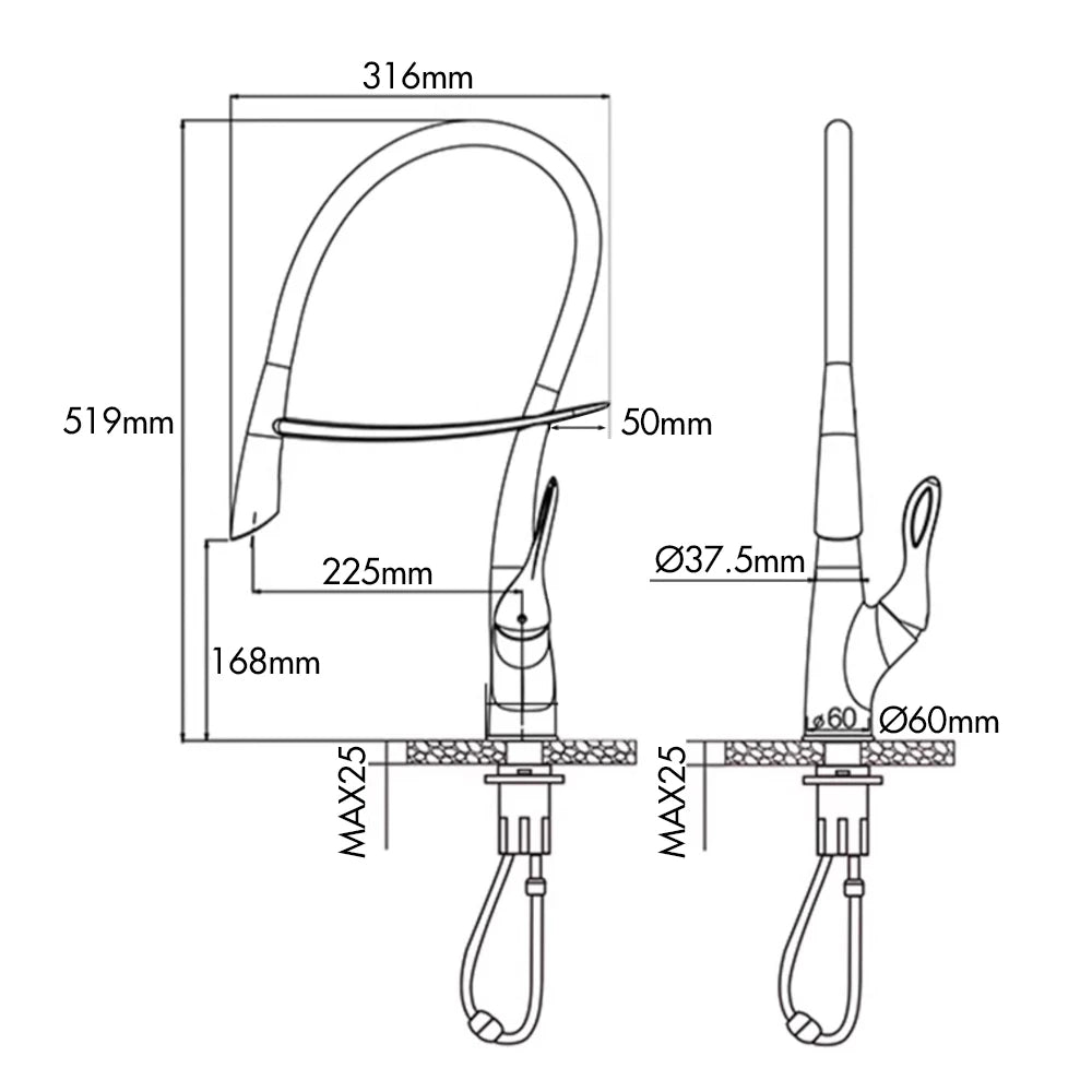 Pull Out Sensor Faucet Handle Digital Display Pull