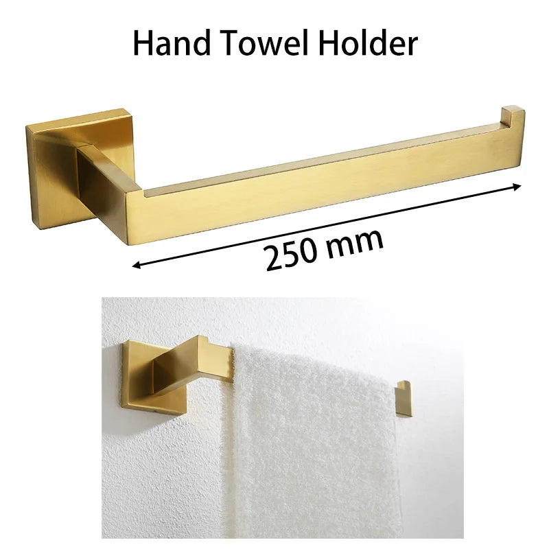 Gold Brushed Bathroom Hardware Towel Bar Rail Toilet