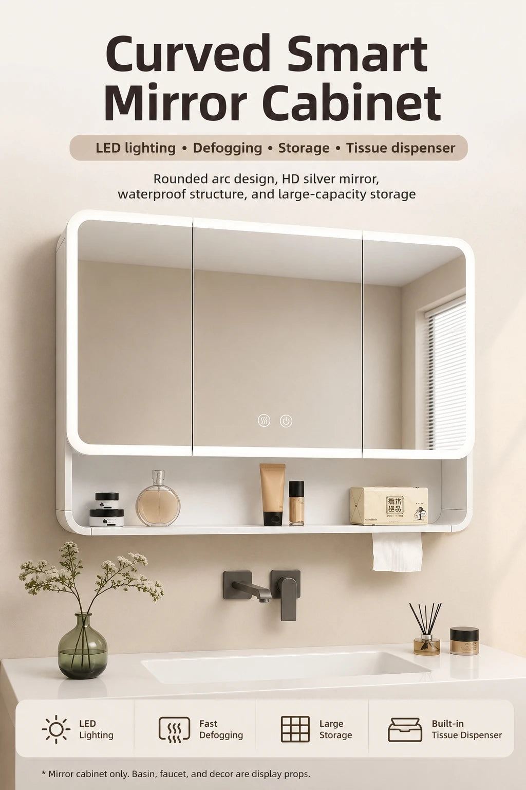 Led Bathroom Mirror Cabinet Anti Fog Wall Mounted