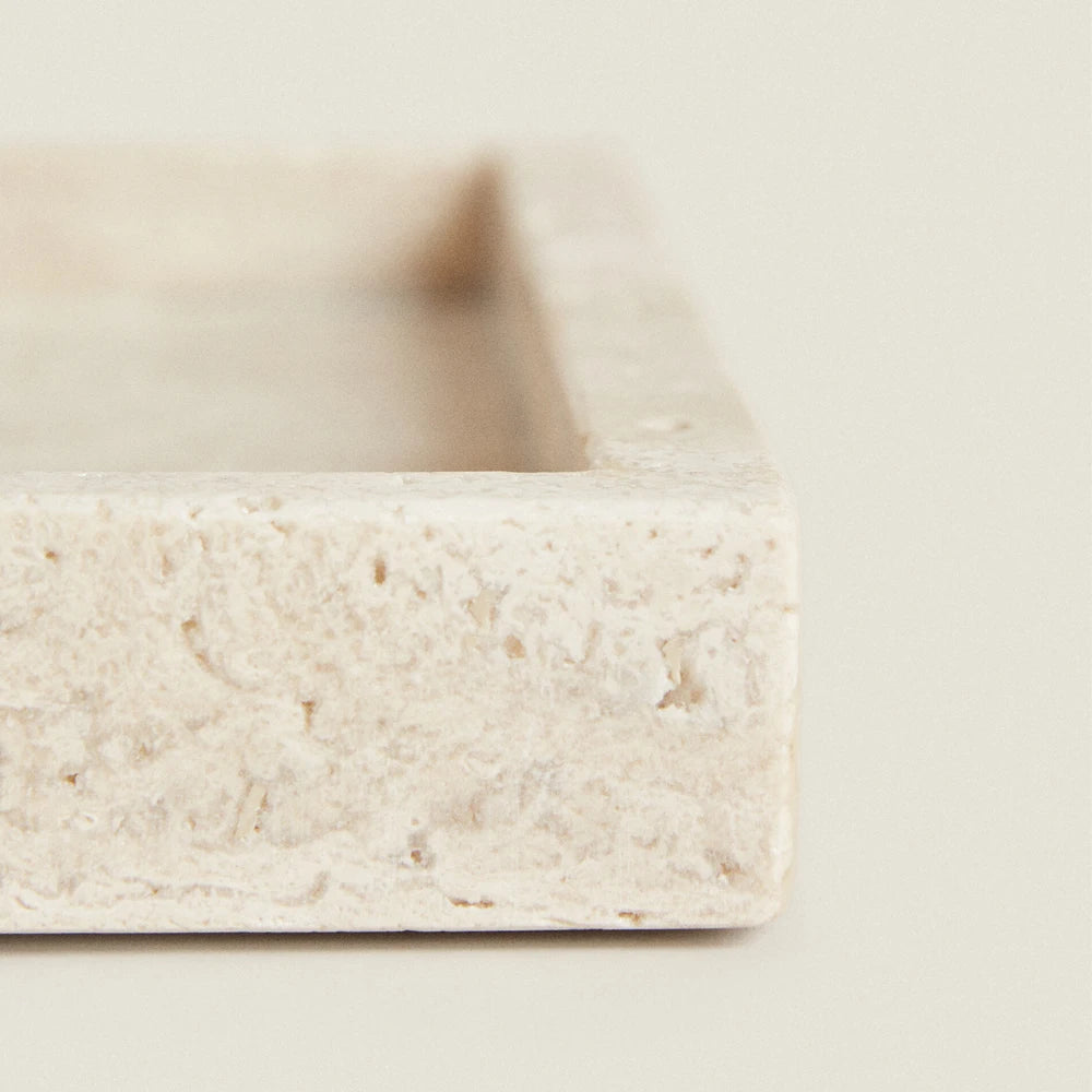 Travertine Stone Bathroom Vanity Tray Cosmetic Perfume Natural