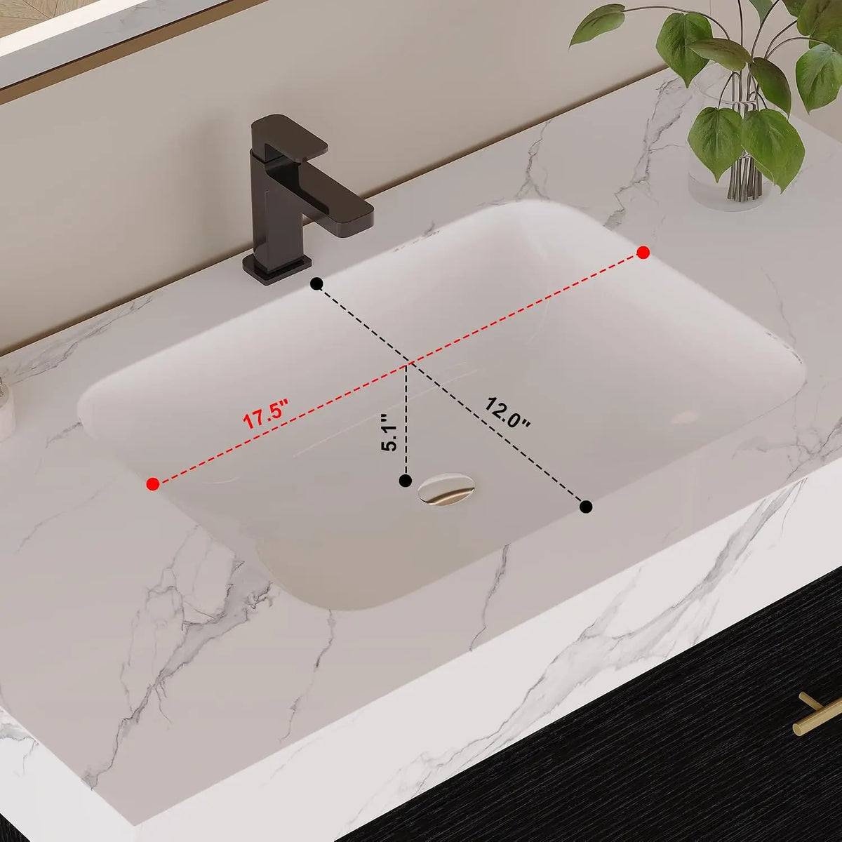 36 Bathroom Vanity Sintered Stone Countertop Flip-Up Drawer