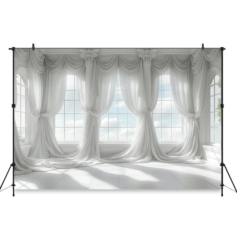 White Gauze Curtains Background Wedding Bride Shower Photography
