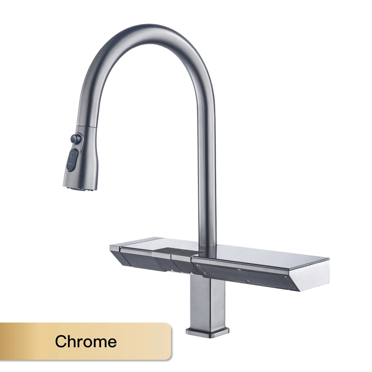 Luxury Digital Display Brass Grey Faucet Pull-Out Design