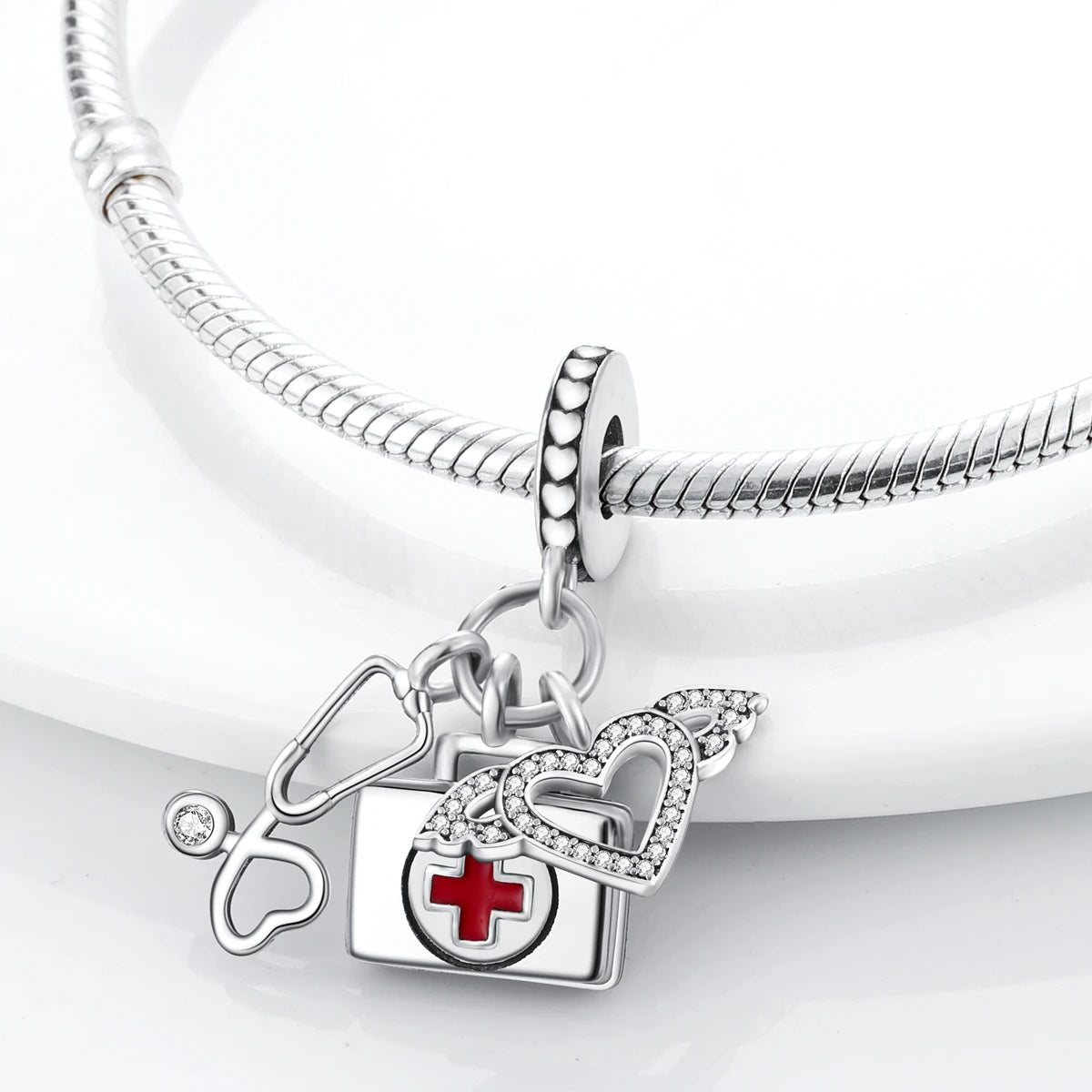 Medicine Cabinet Stethoscope Charm Pendant 925 Silver Original