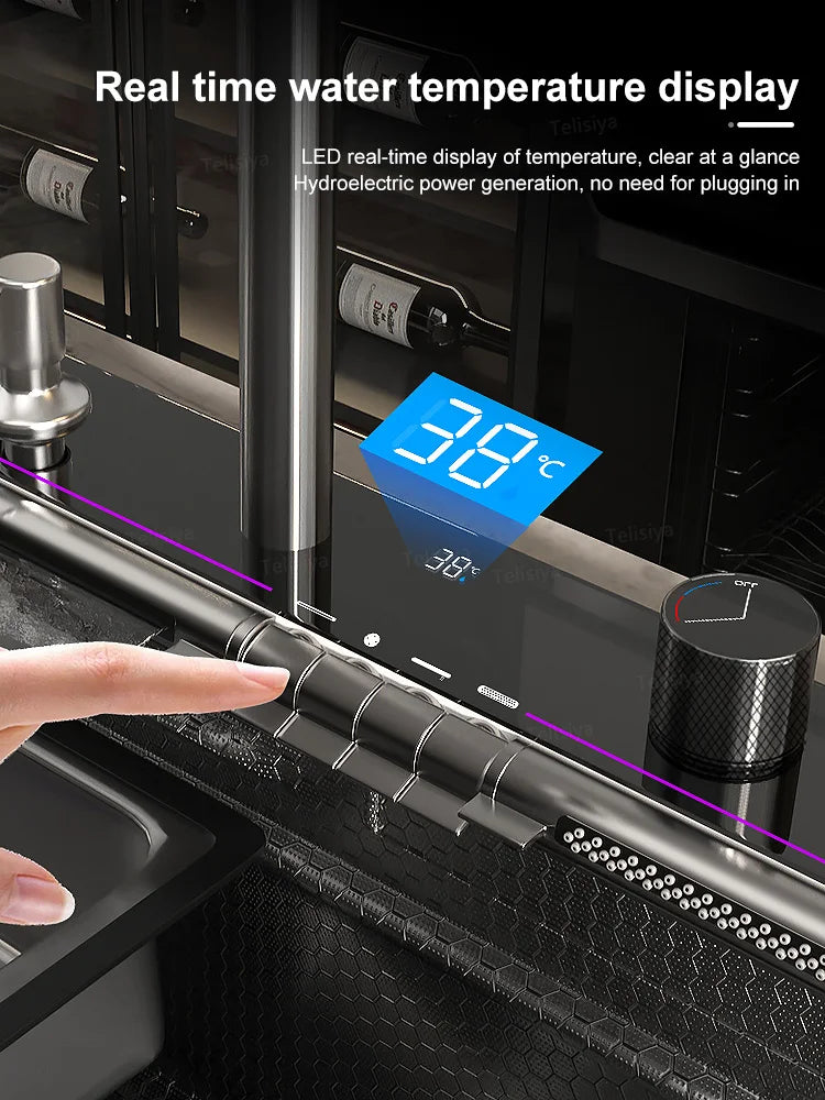 Various Waterfall Sink Stainless Steel Large Slot Digital