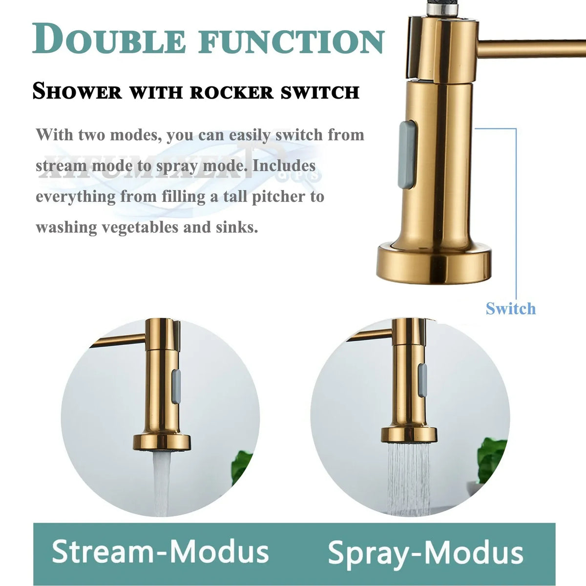Brushed Gold Sink Faucet One Handle Spring Cold