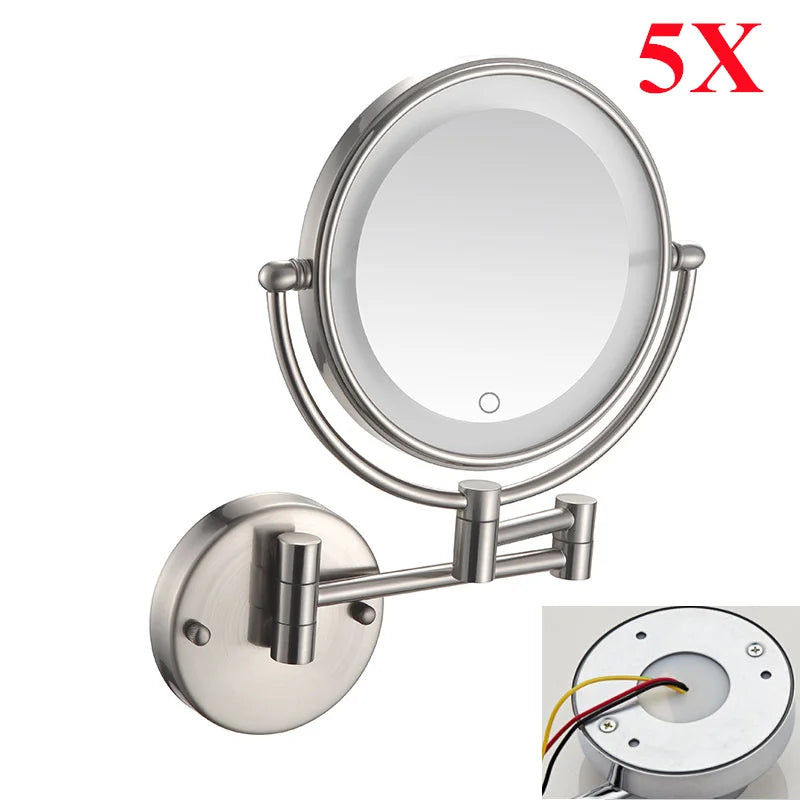 Charger Touch Led Folding Bathroom Mirrors 5x Magnifying