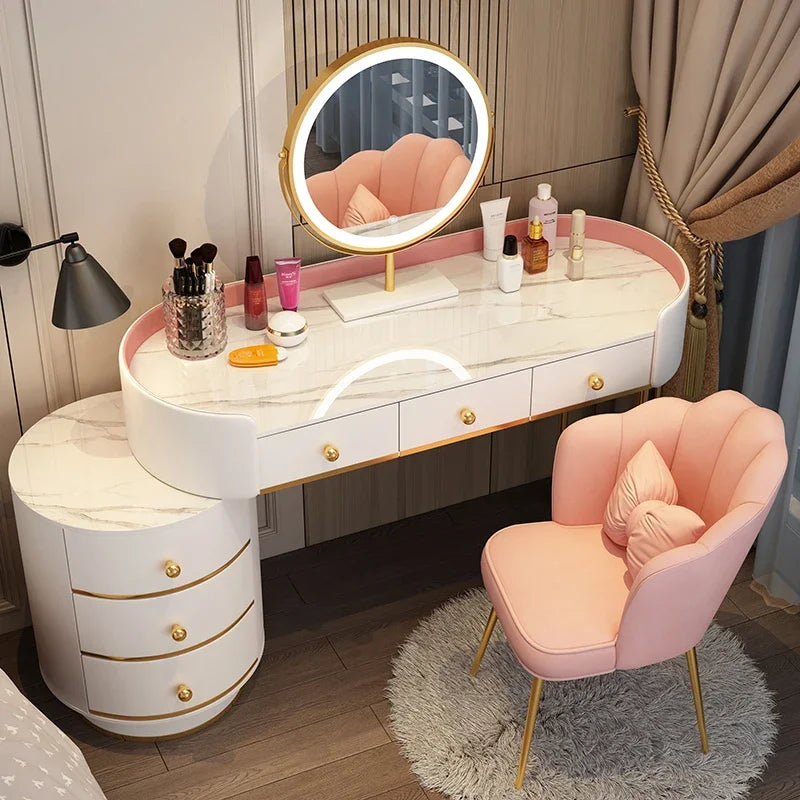Pink White Vanity Table Women Luxury Nail European
