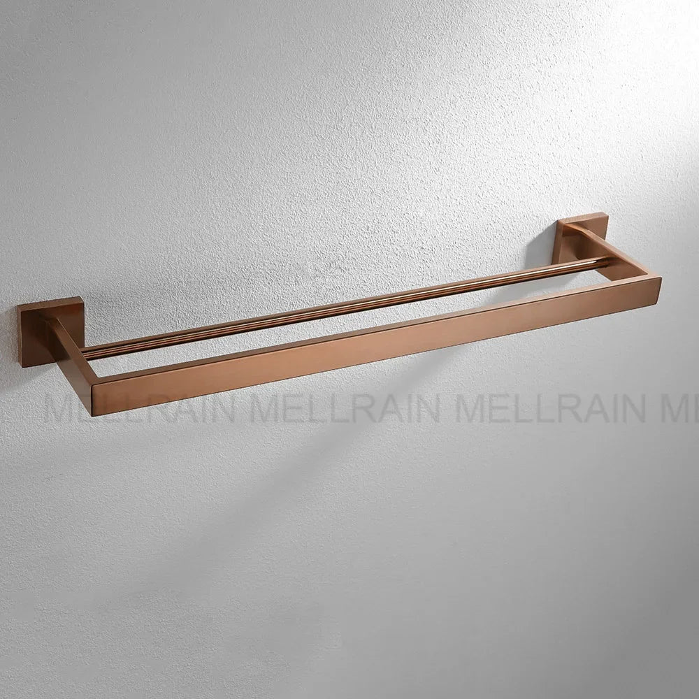 Brushed Rose Gold Towel Rack Robe Hook Bathroom