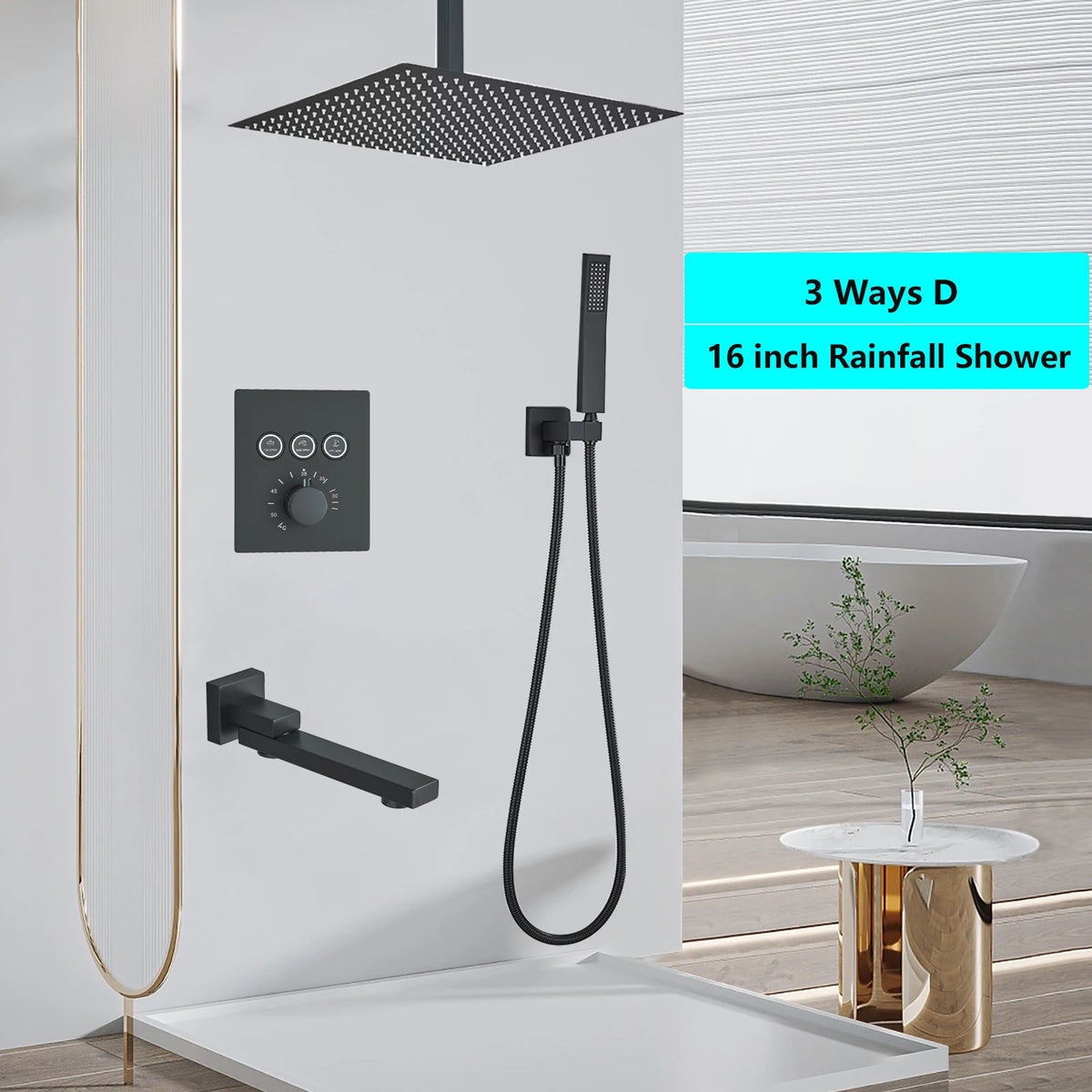 Luxury Thermostatic Shower Systems Big Rainfall Shower Concealed