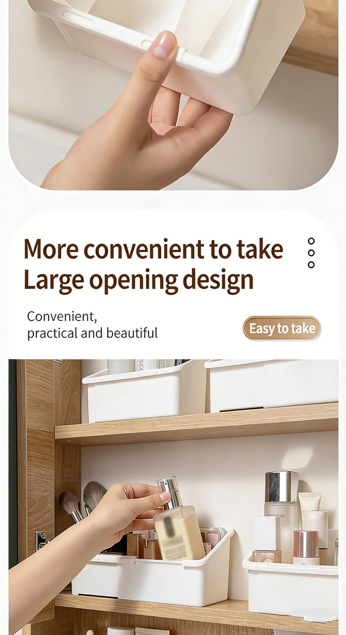 1/2/4pcs Mirror Cabinet Expandable Cosmetic Storage Box