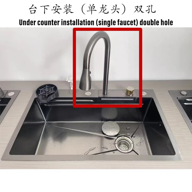Popular Waterfall Faucet 304 Stainless Steel Cold Rainfall