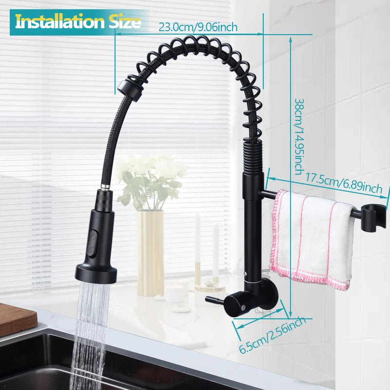 304 Stainless Steel Wall Mounted Faucet Spring Pull