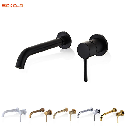 Bakala Modern Brass Wall Mounted Bathroom Basin Faucet