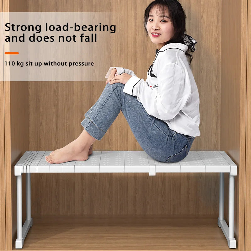 Wardrobe No-Punch Multi-Layer Retractable Adjustable Shelves