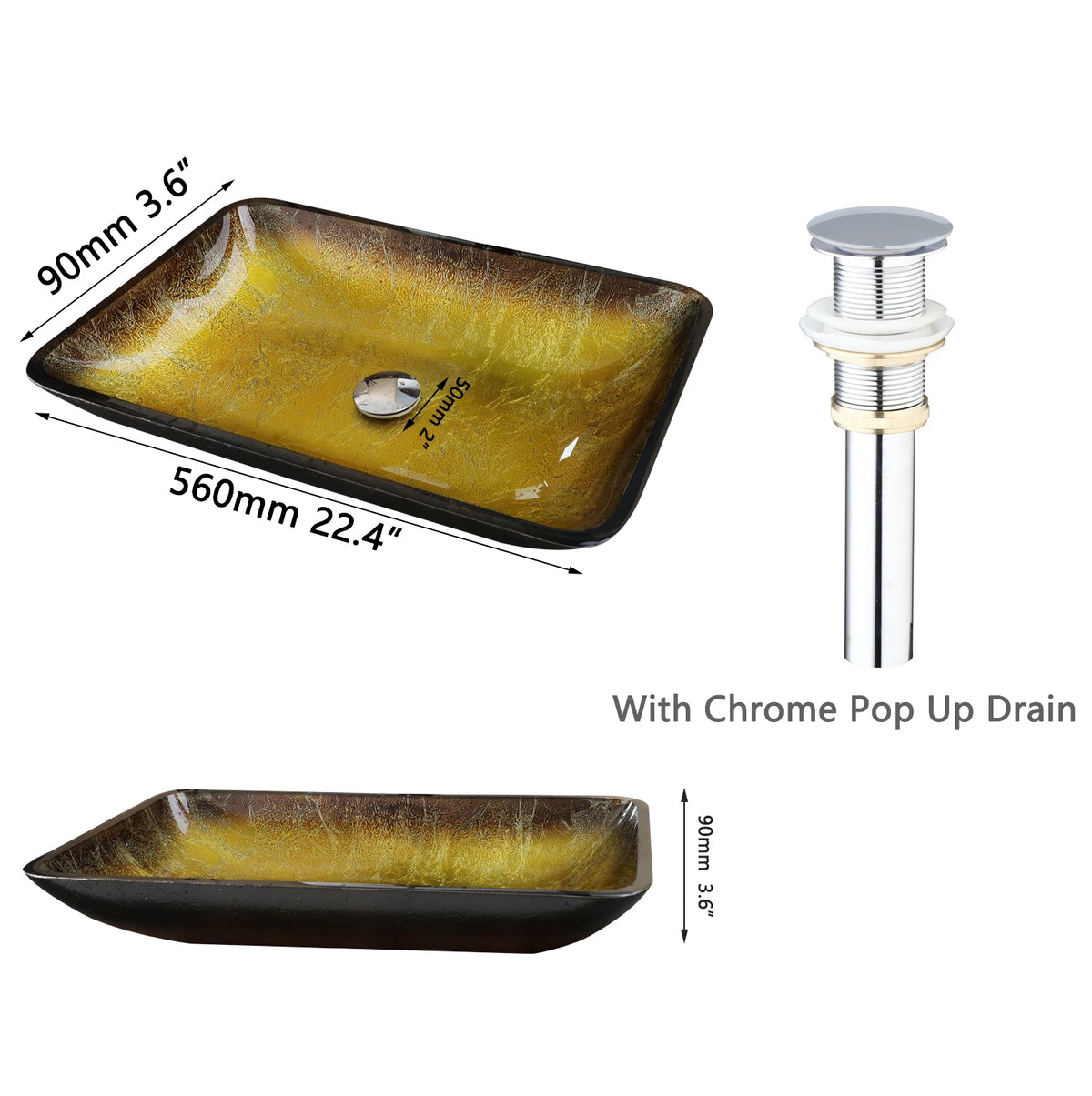 Kemaidi Big Tempered Glass Basin Sink Washbasin Bathroom