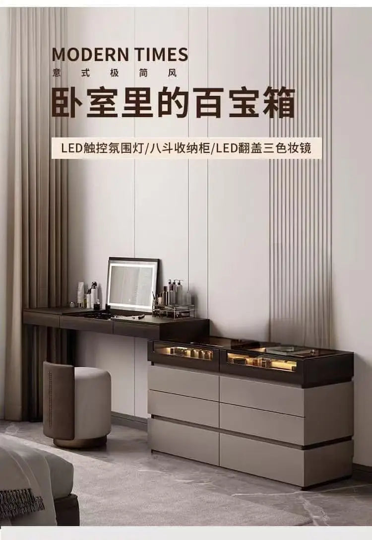 Italian Minimalist Vanity Table Drawer Storage Bedroom Corner
