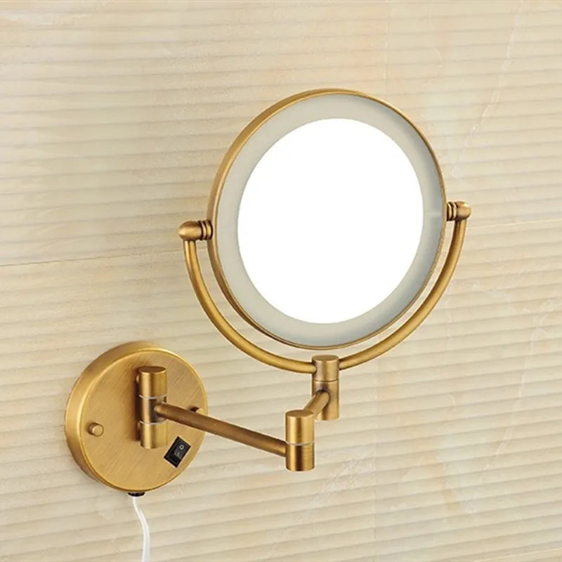 5x Magnifying Led Folding Bathroom Mirrors Wall Mounted