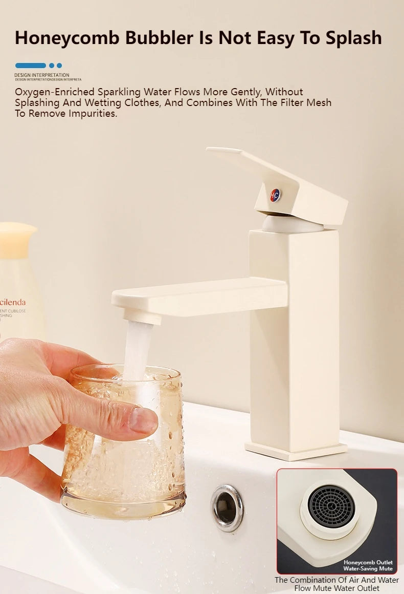 Milk White Handle Deck Mounted Basin Sink Faucet