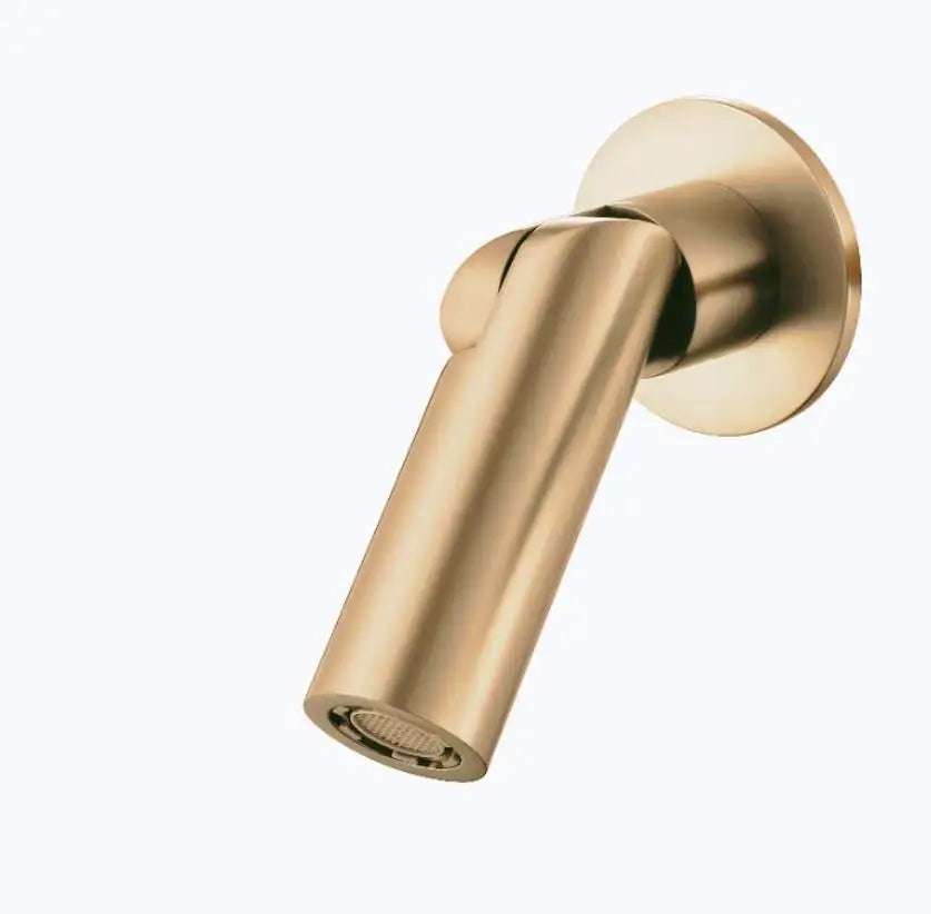 Brushed Gold Wall Mounted Faucet Spout Round Folding