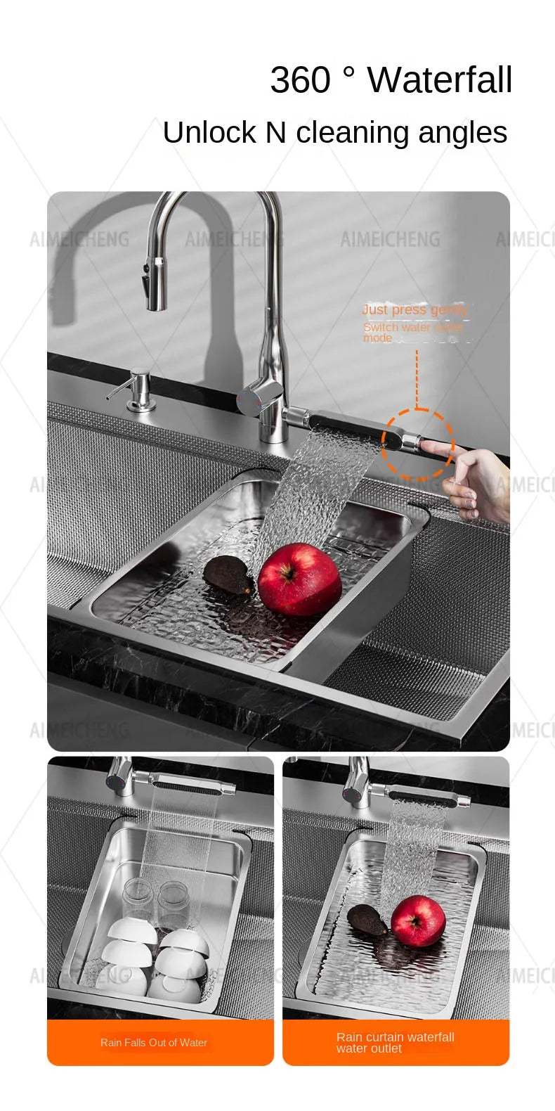 Digital Display Fly Rain Waterfall Large Sink 304