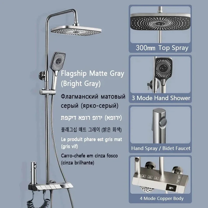Upgrade Bathroom Shower Led Display Piano Keys Bath