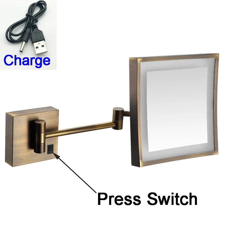 Square Touch Bathroom Mirror Wall Mounted Lighted Bathroom