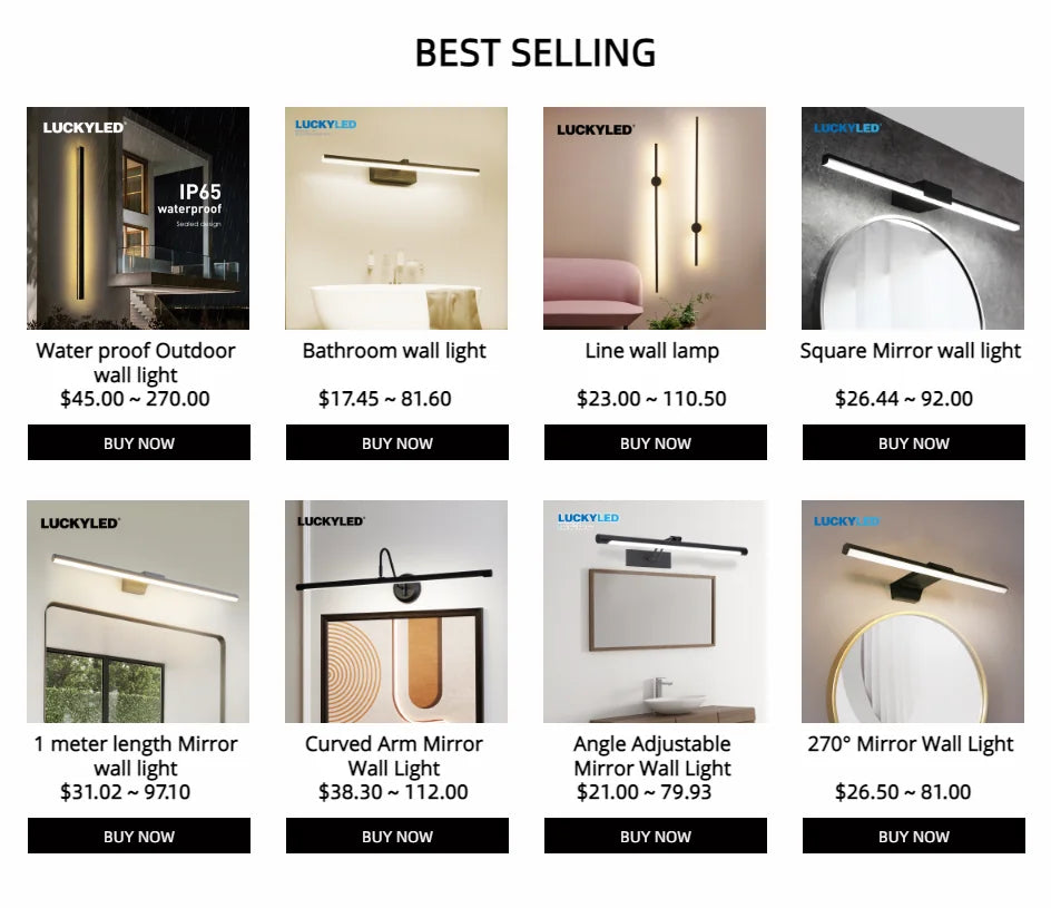 Luckyled Modern Led Wall Lamp Led Bathroom Mirror