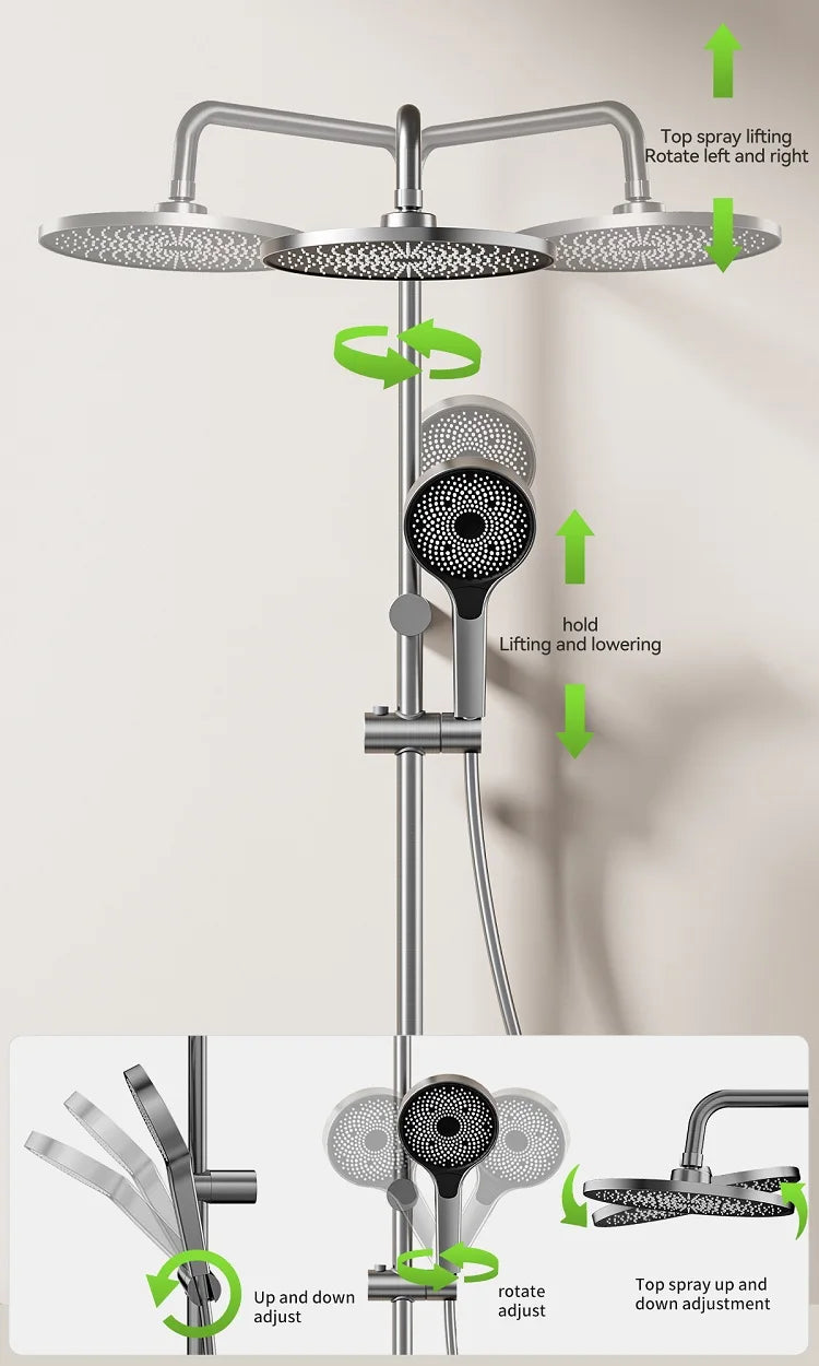 Four Ways Water Outlet Shower System Rainlfall Pressurized