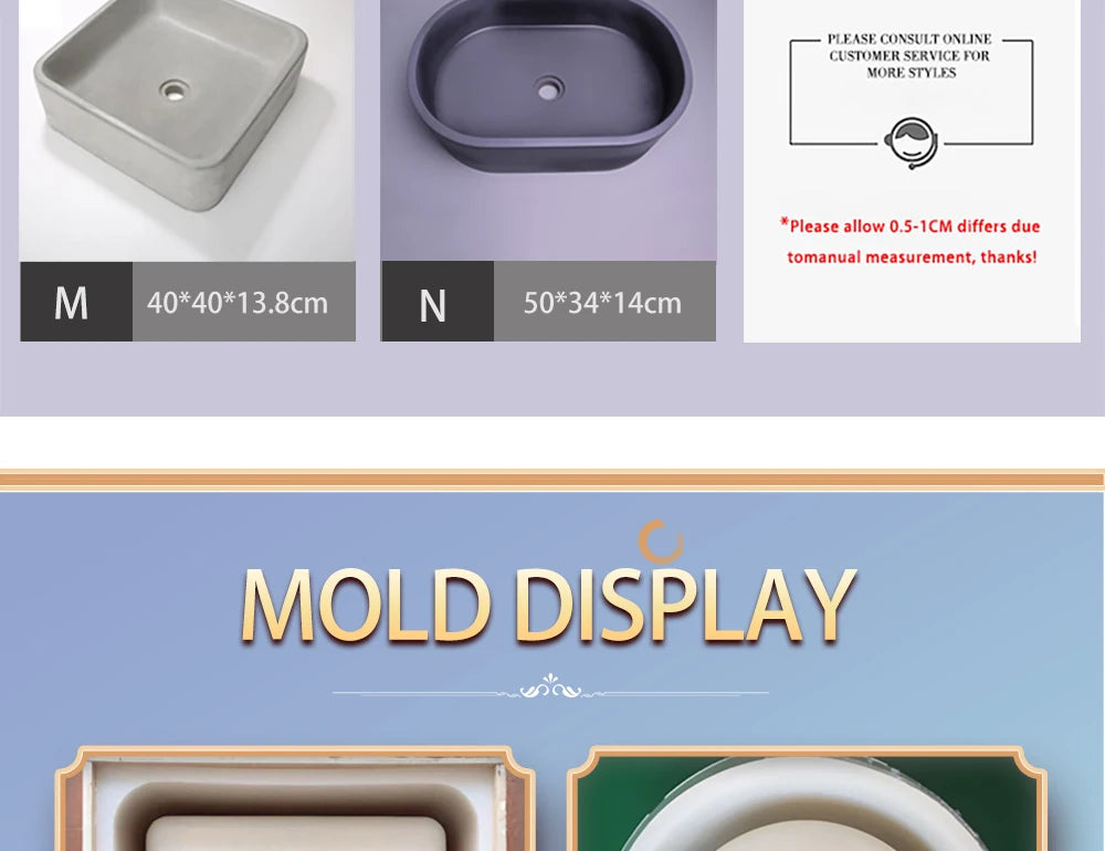 Circular Concrete Sink Silicone Mold Bathroom Square Sink