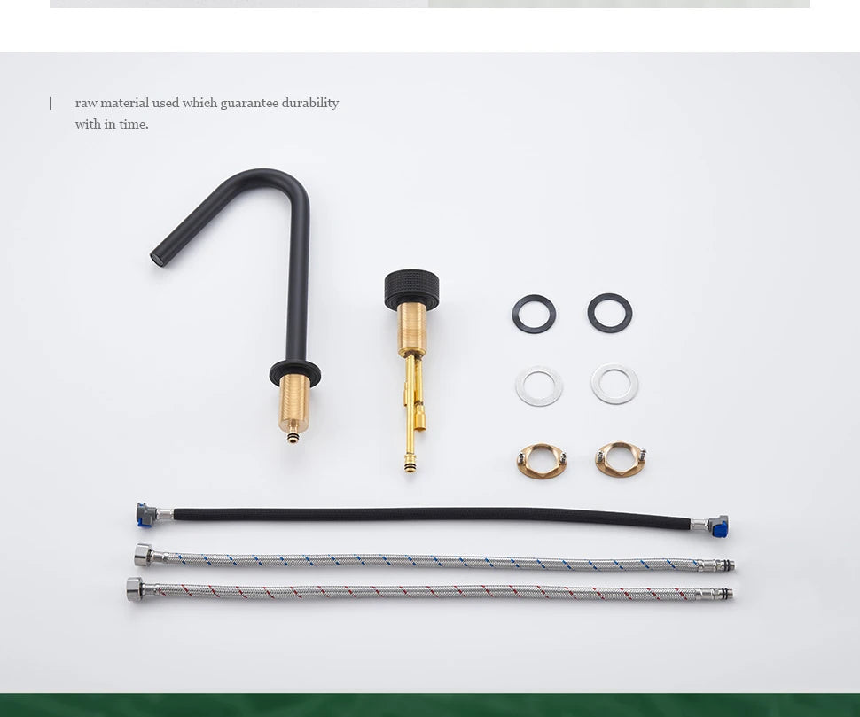 Matte Black Basin Faucet Knurled Knob Sink Tap