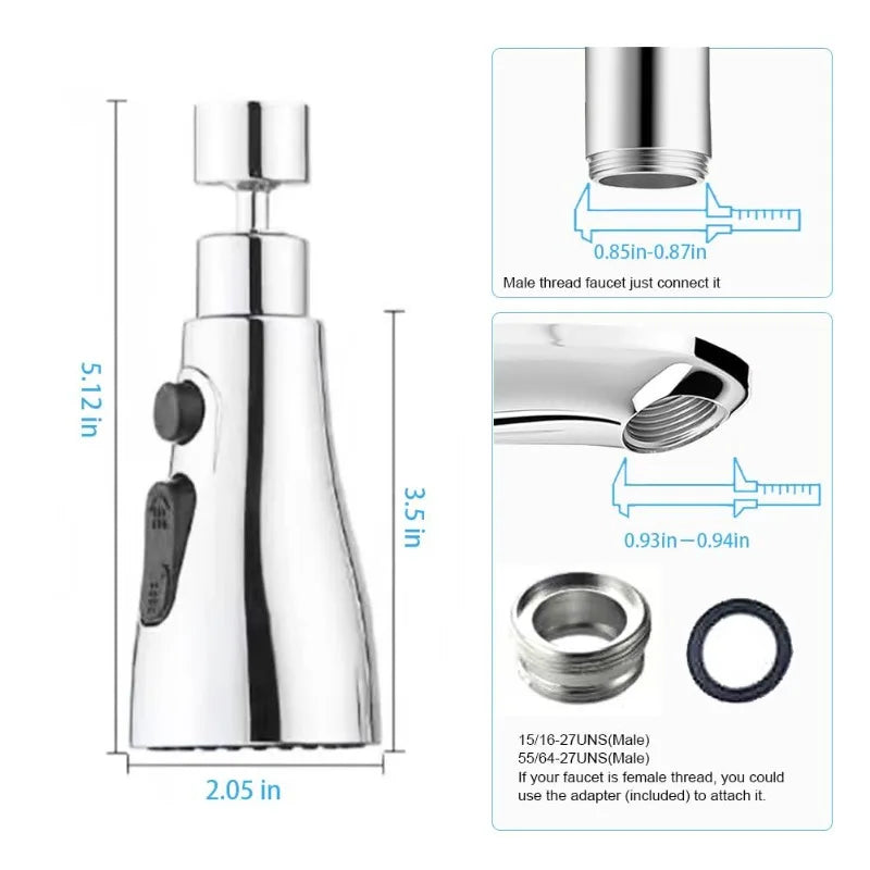 Multi-Functional Sink Faucet Spray Nozzle Head Tap In