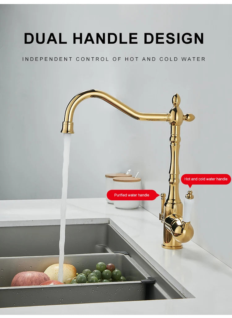 Antique Brass Faucets 360 Rotate Swivel Faucet Cold