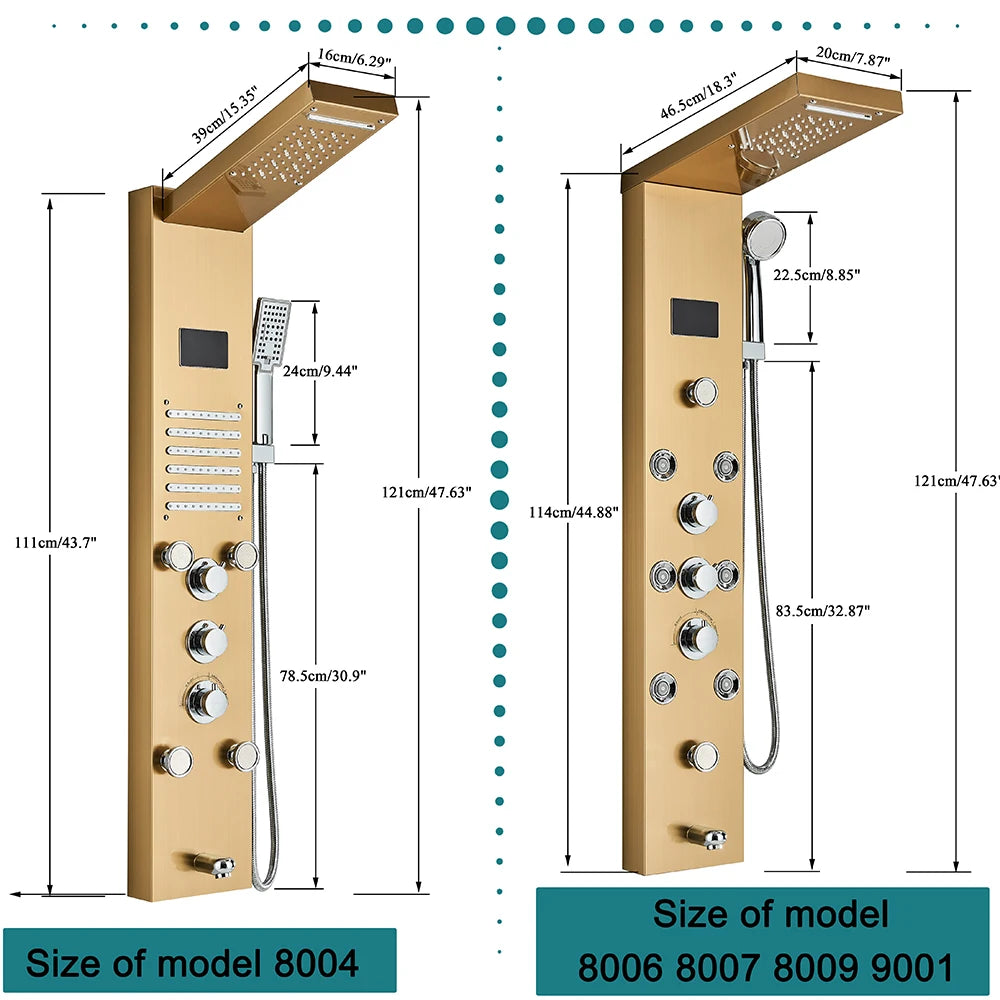 Newly Luxury Black/Brushed Bathroom Shower Faucet Led Shower