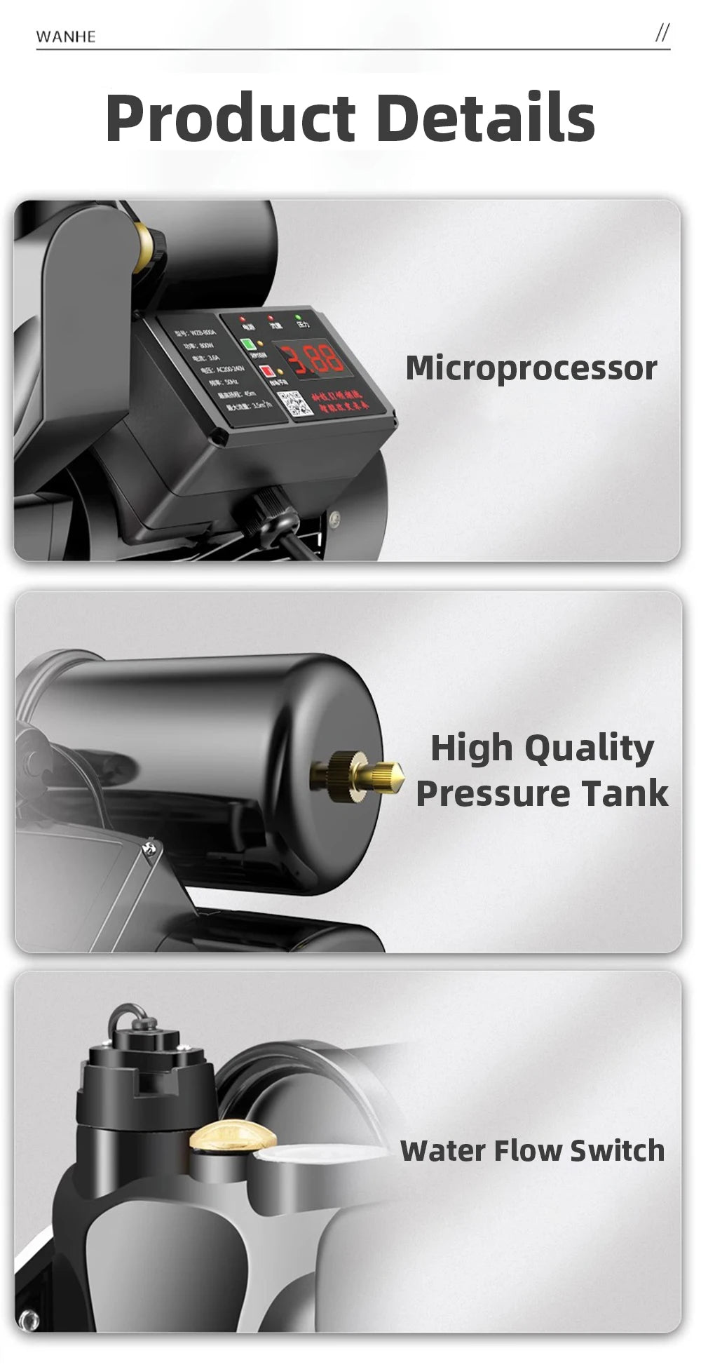 220v Digital Display Booster Pump Automatic Tap Water