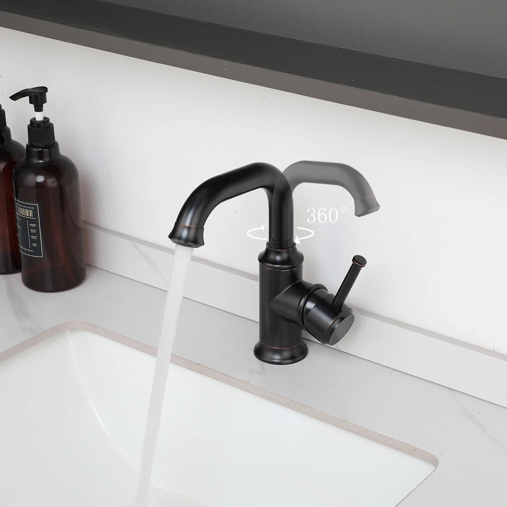 Kemaidi Antique Brass Handle Bathroom Faucets Mixer Tap