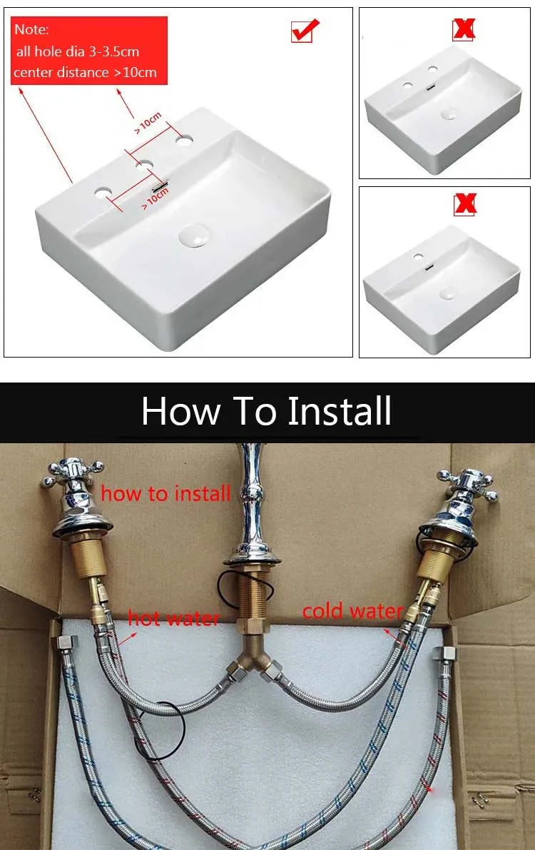 Kmmoun Fixed Spout Bathroom Basin Faucet Hole Deck