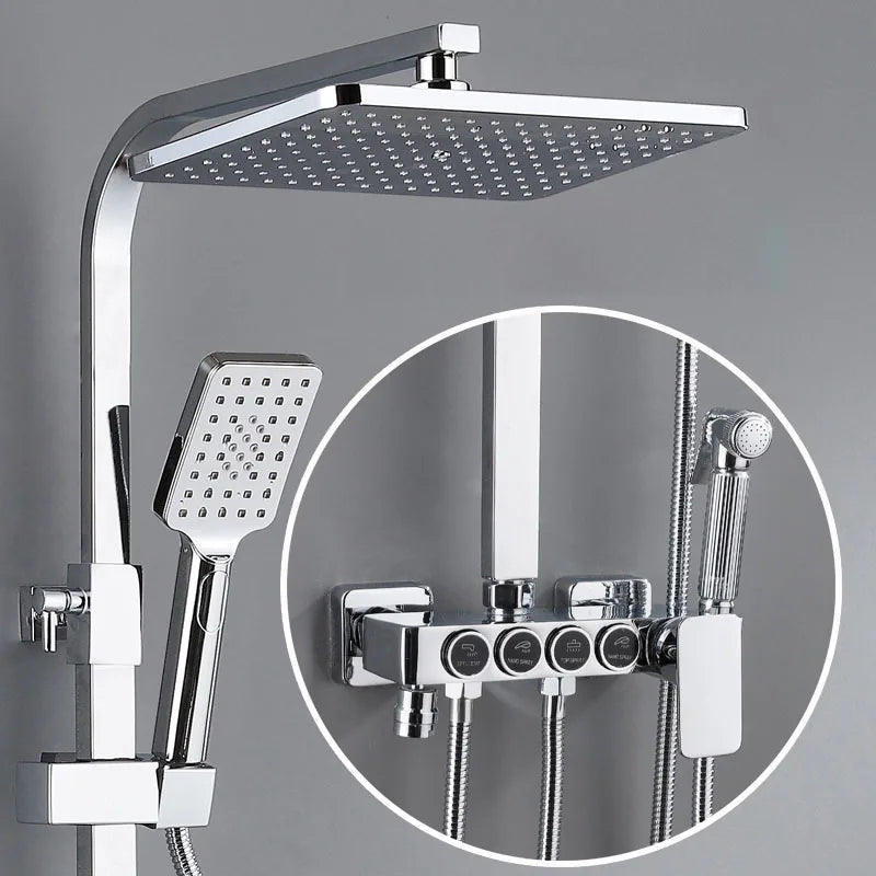 Brushed Gold Thermostatic Digital Bathroom Shower Inch Rain