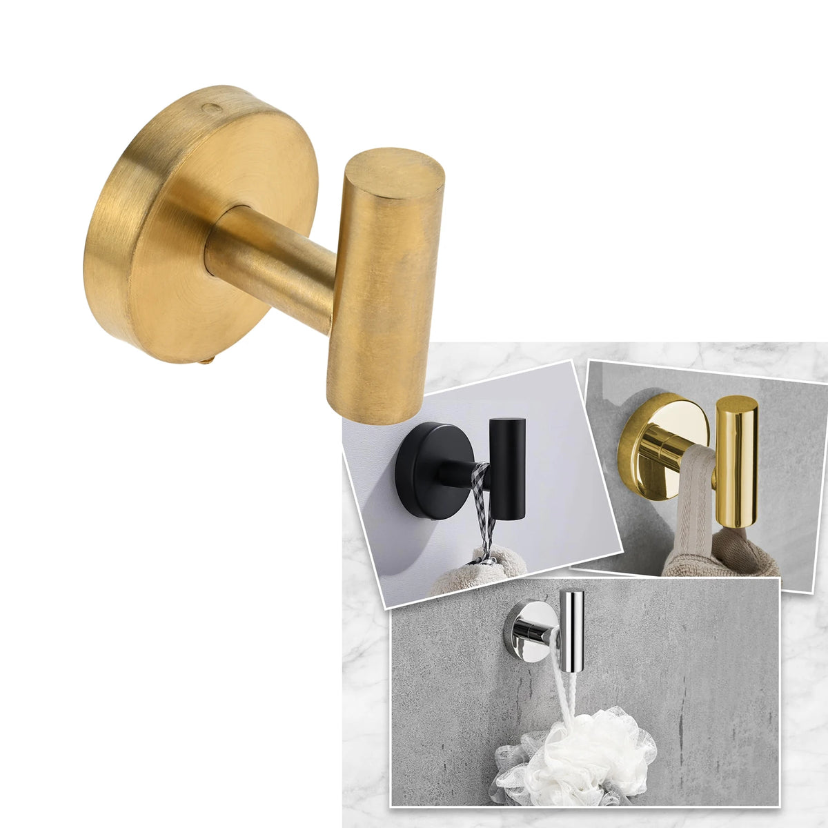 2pcs Bathroom Towel Hook Screw In Coat Robe