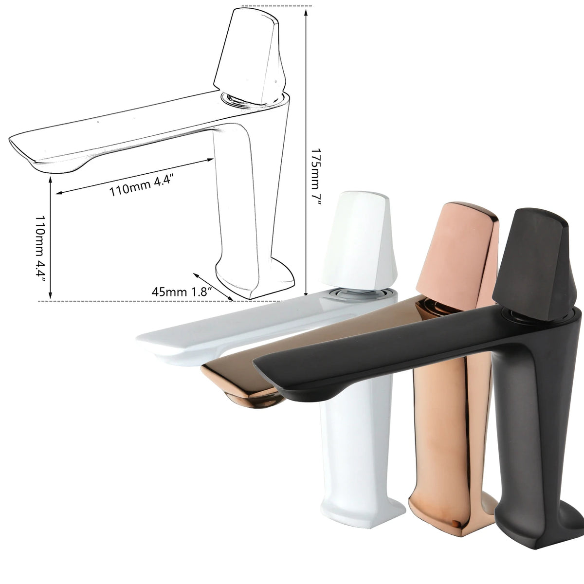 Kemaidi Rose Gold Bathroom Basin Sink Faucet Square