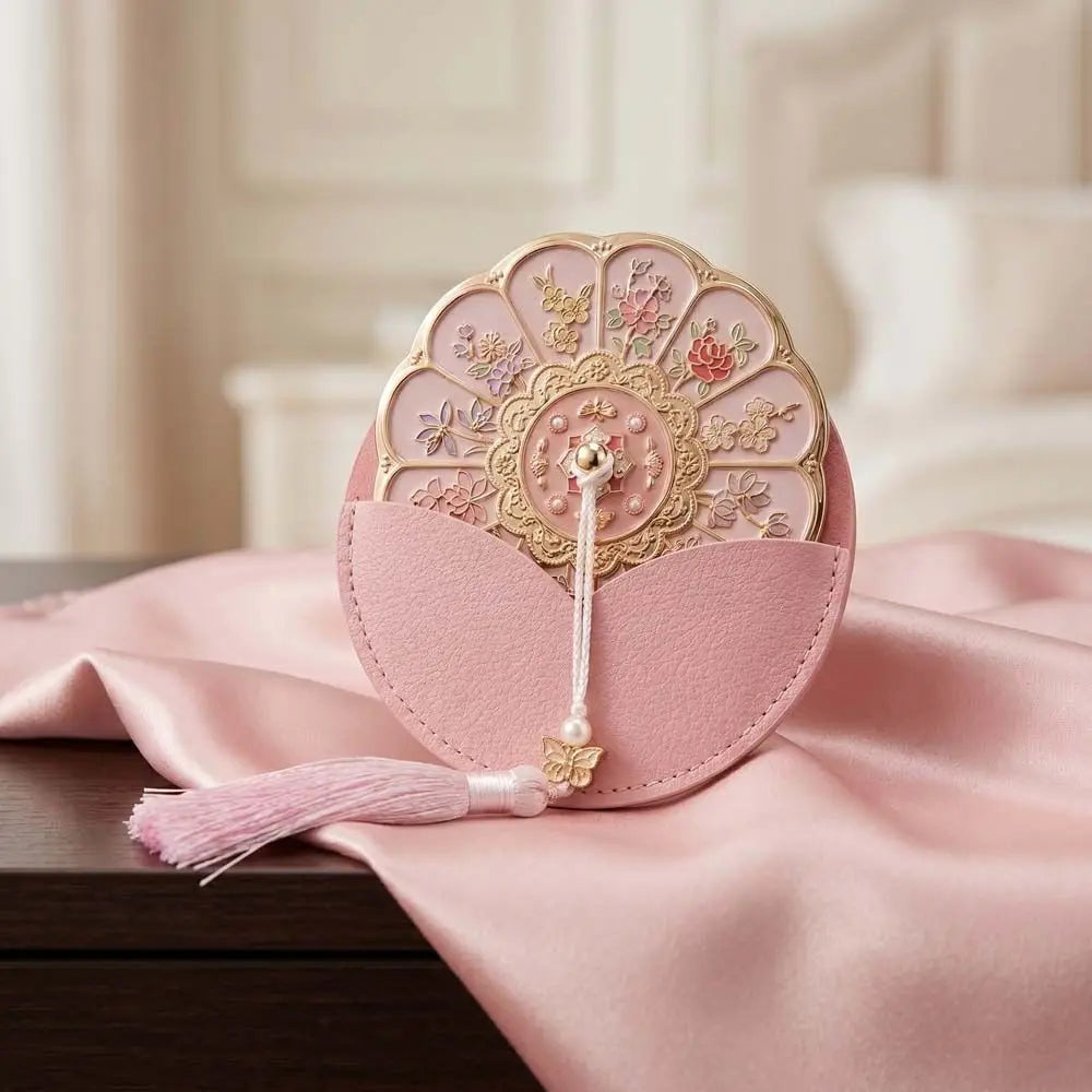 Women Flower Pattern Compact Mirror Compact Makeup Mirror