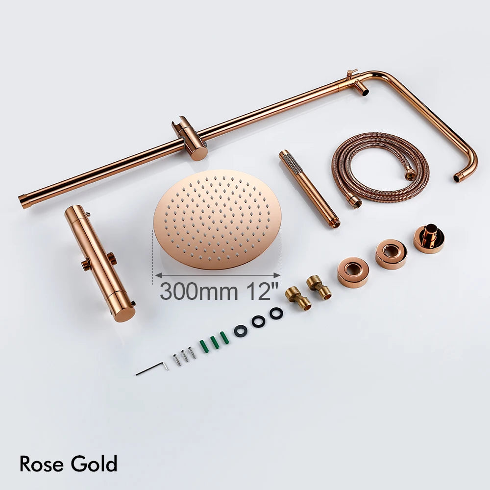 Thermostat Mixer Shower Wall Mount Bathroom Faucet Diverter