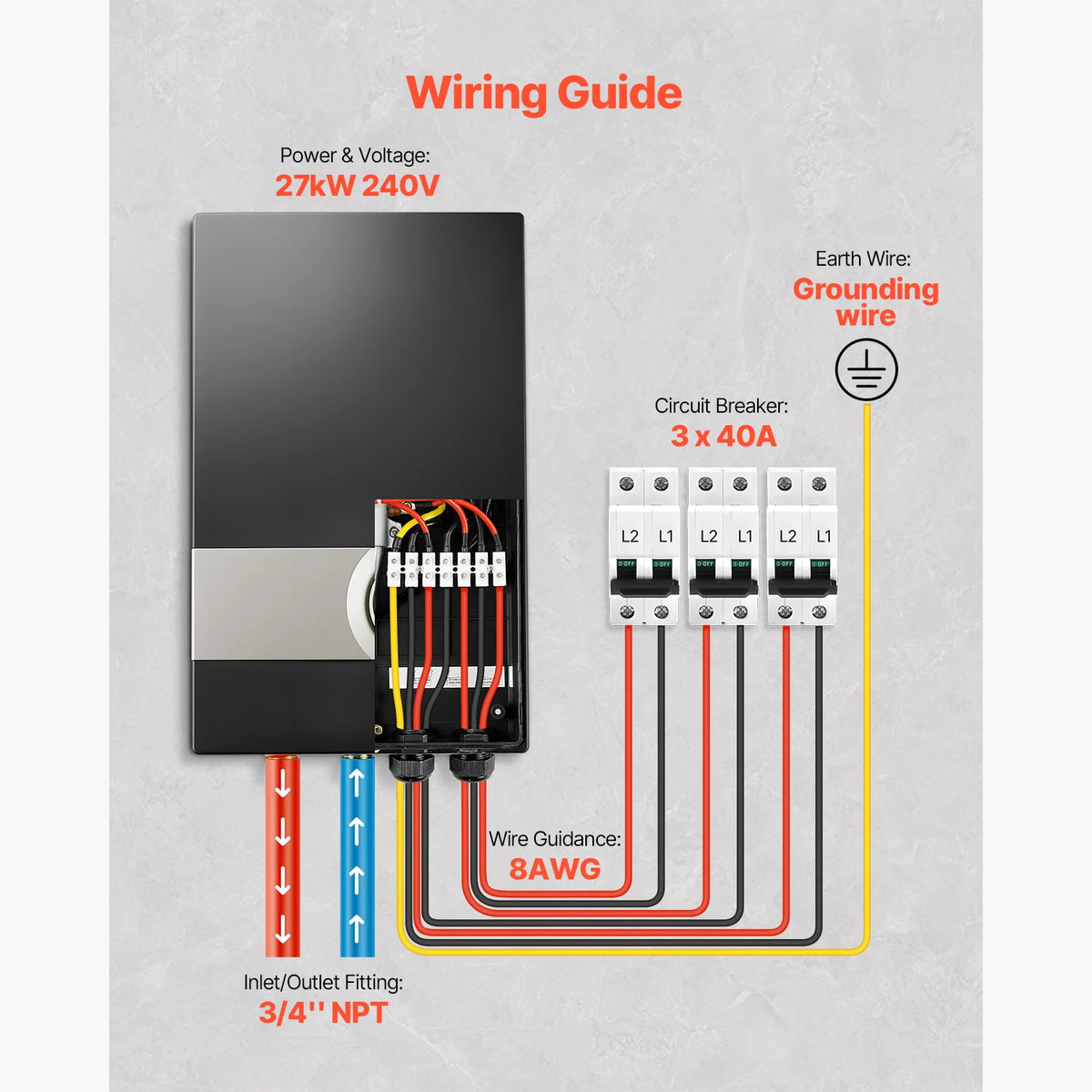 Succebuy Tankless Electric Water Heater 27kw Instant Water