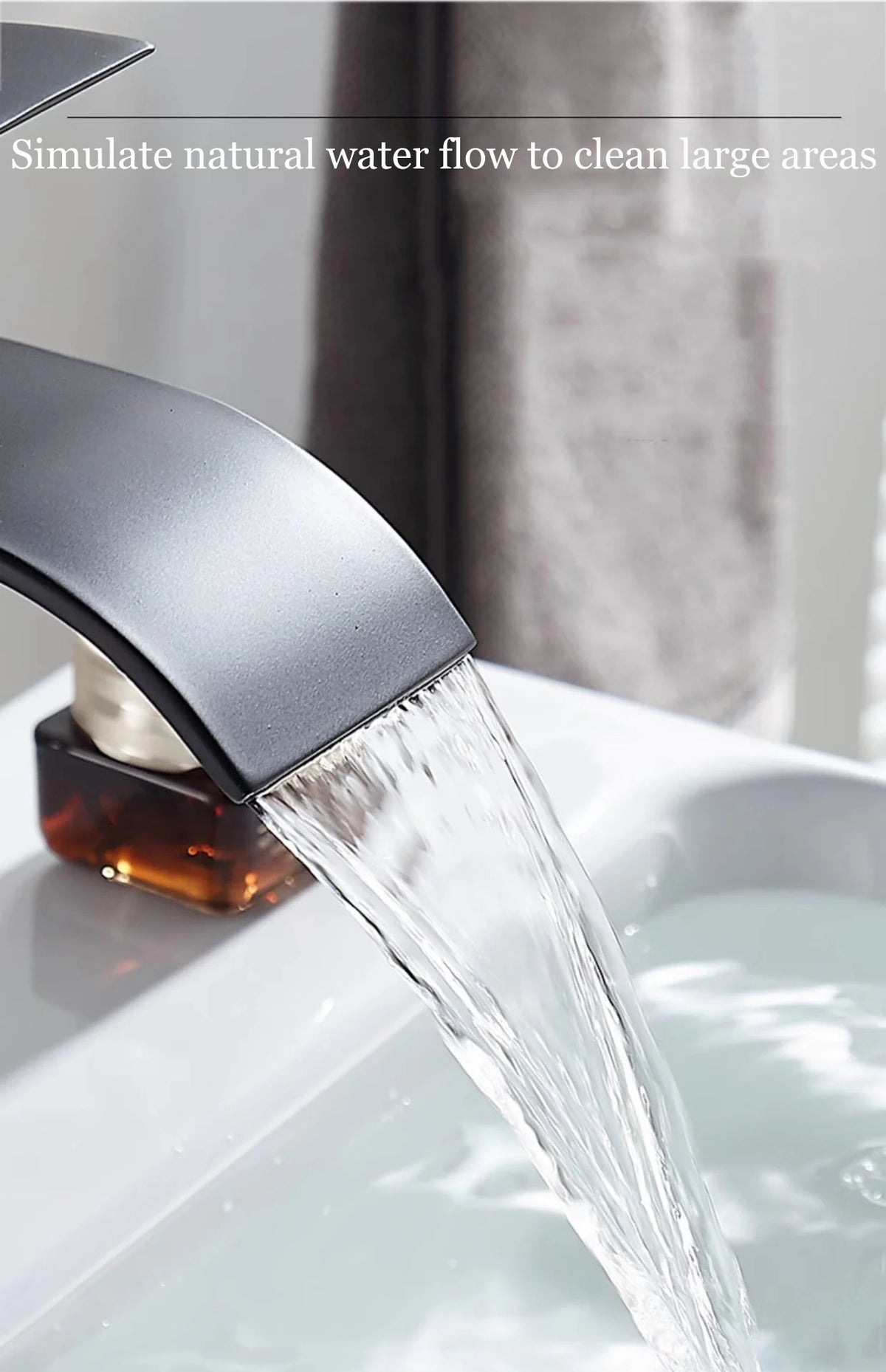 Splash-Proof Dual Control Countertop Waterfall Faucet Bathroom