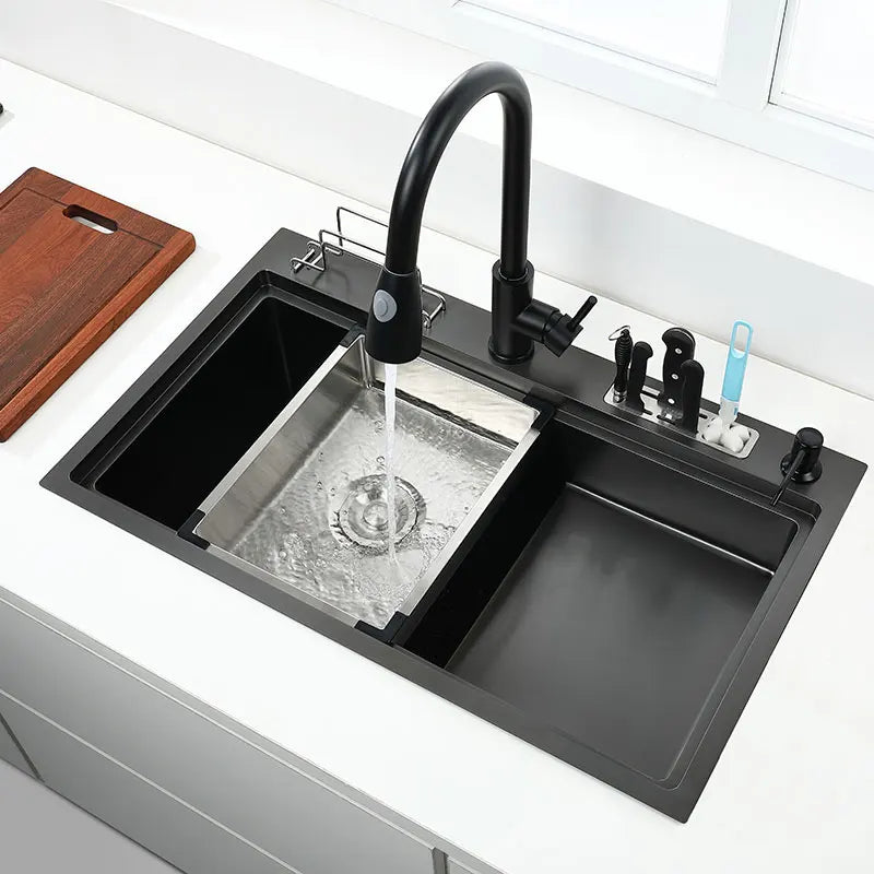 High Low Sink Water-Saving Design Matte Black Knife