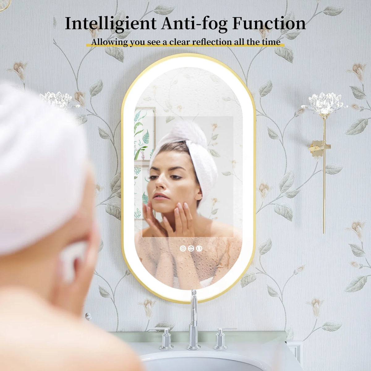 Large Led Oval Bathroom Mirror Stepless Dimmable Lighted