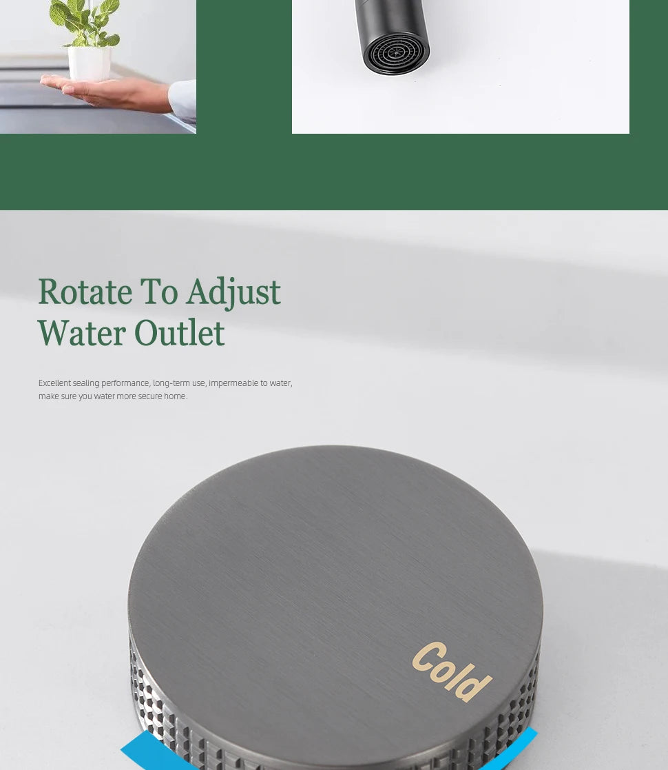 Gumetal Basin Faucet Cold Widespread Tap 360 Rotation