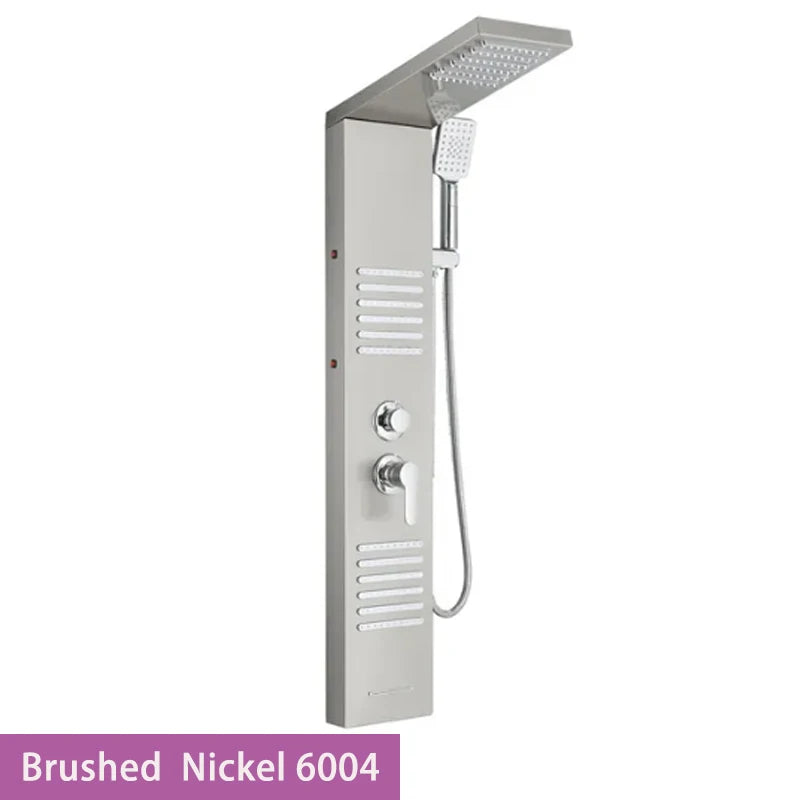 Black Led Shower Panel Tower System Rain Waterfall
