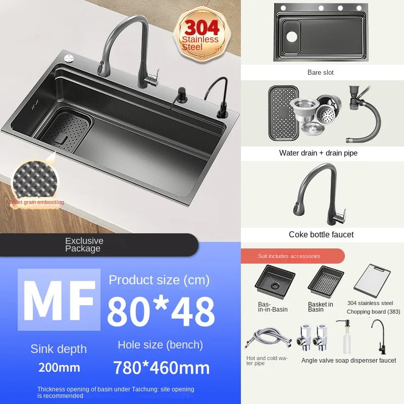 304 Stainless Steel Sink Black Large Slot Wash