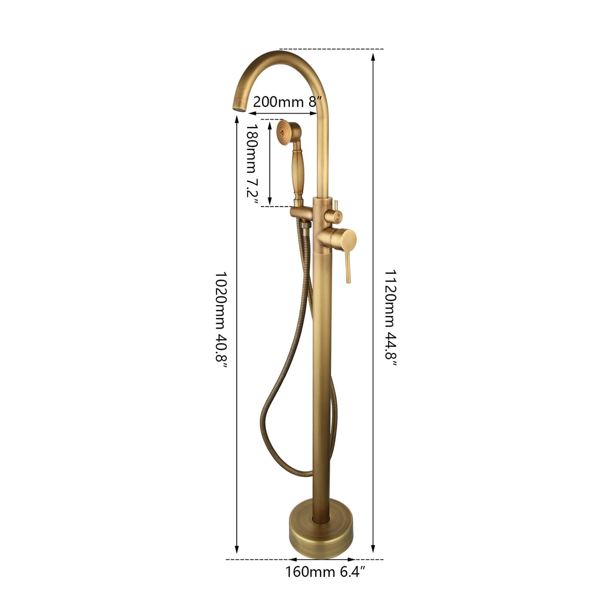 Zappo Standing Tub Shower Faucet Floor Mount Shower
